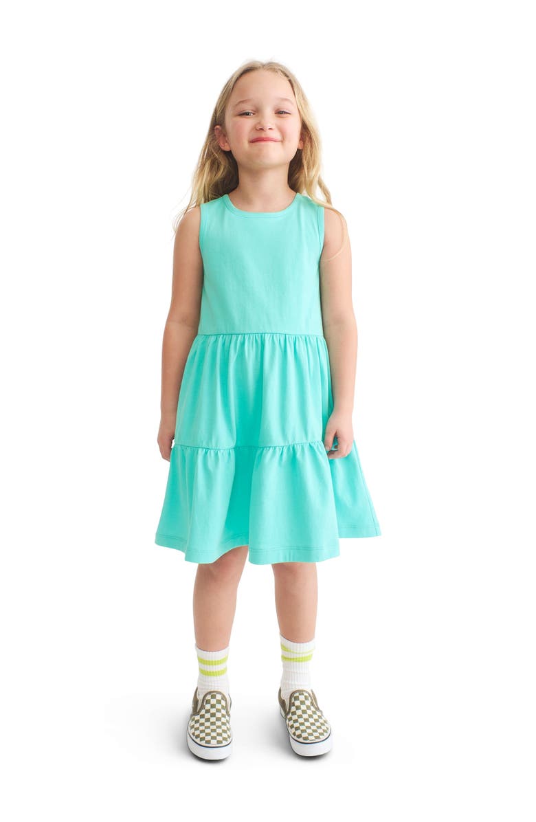 Primary Kids Tiered Tank Dress In Solids, Alternate, color, Seahorse