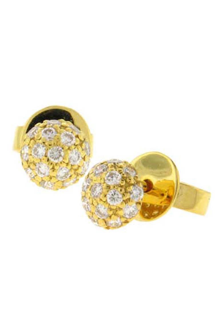Pav� Diamond Ball Stud Earrings, Main, color, D0.36 18KYG