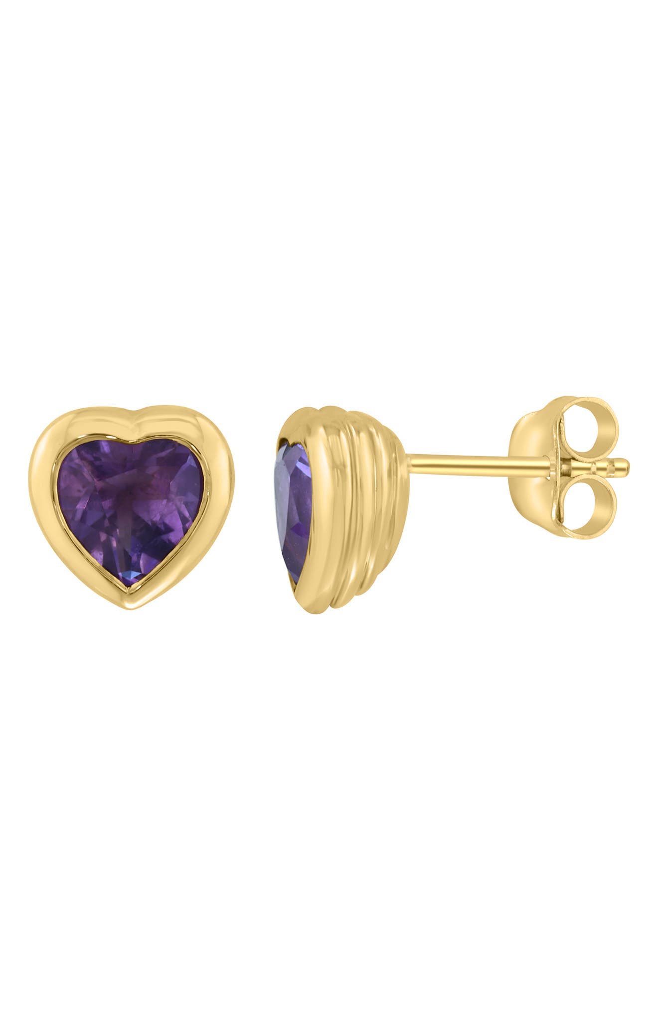 Amethyst Heart Stud Earrings