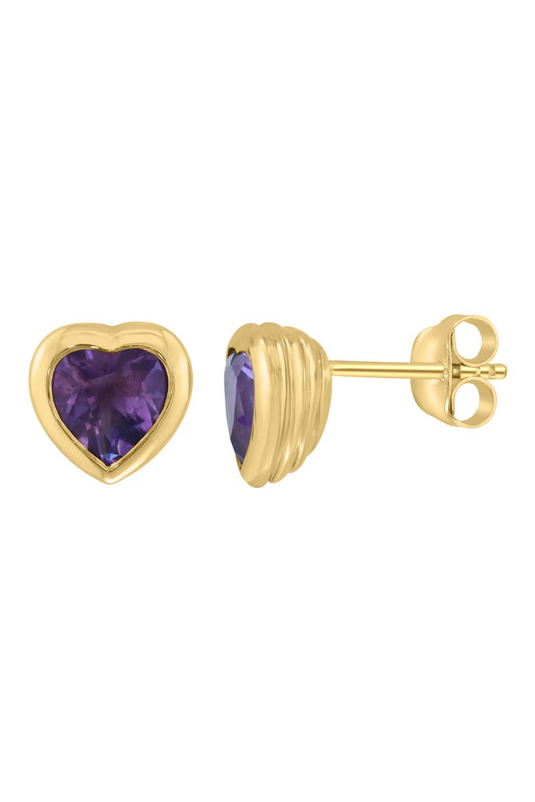 Amethyst Heart Stud Earrings, Main, color, PURPLE