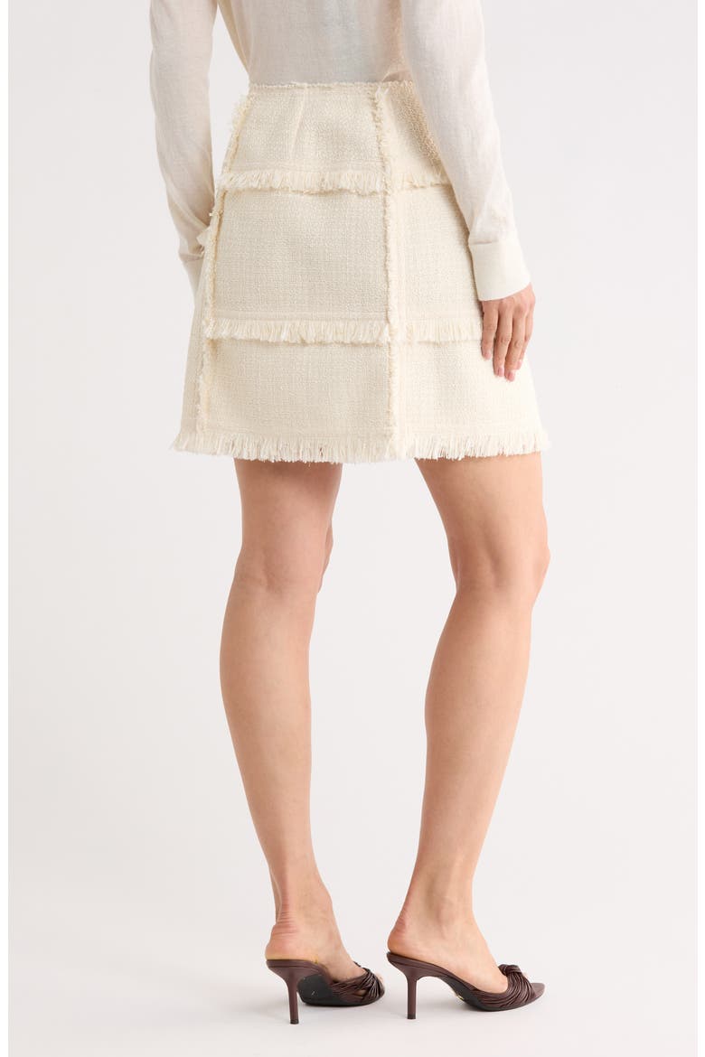 Hand Fringed Patchwork Bouclé Tweed Miniskirt, Alternate, color, CLOUD