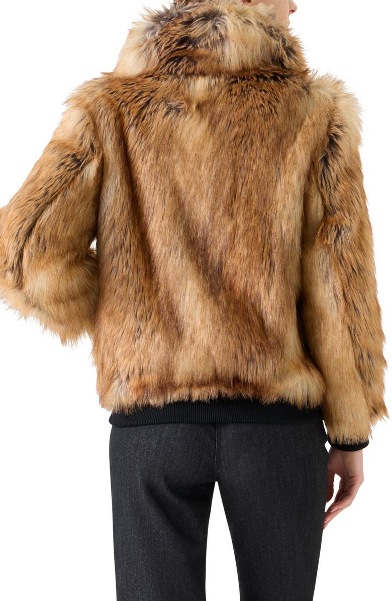 Akris punto Faux Fur Bomber Jacket, Alternate, color, Camel-Multicolor
