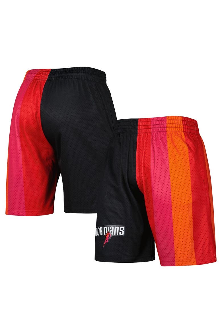 Men's Mitchell & Ness Black Miami Heat Hardwood Classics 2005 Split Swingman Shorts, Main, color, Black