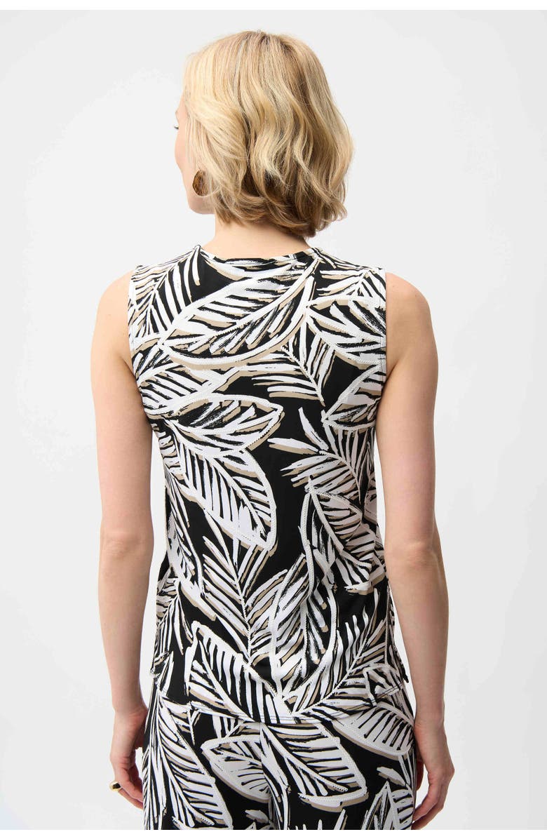 JOSEPH RIBKOFF Silky Knit Tropical Print Sleeveless Trapeze Top, Alternate, color, Black/Multi