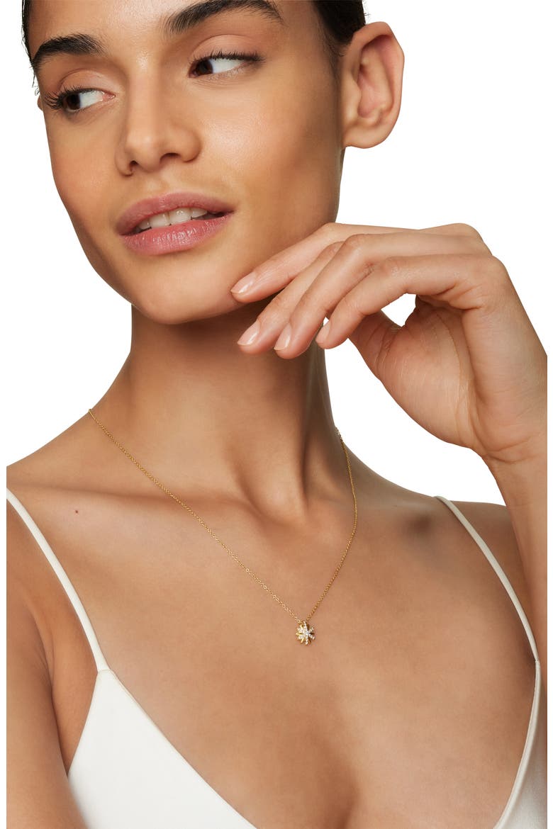 Petite Starburst 18K Gold & Pavé Diamond Station Necklace, Alternate, color, DIAMOND/ YELLOW GOLD