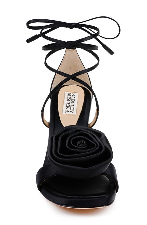 Shop Badgley Mischka Collection Janelle Ankle Wrap Sandal In Black Satin