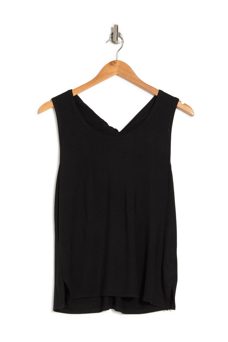 H By Bordeaux Twist and Hole Back Tank, Alternate, color, BLACK
