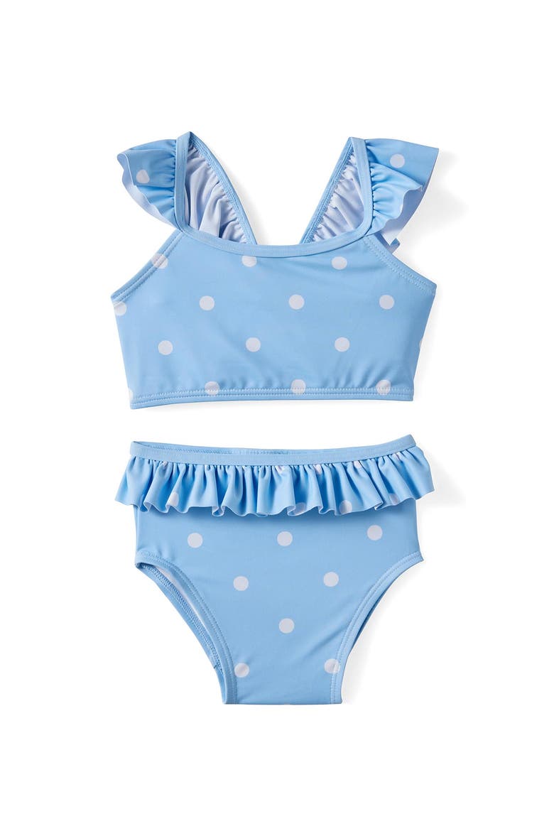 Lottie Two Piece Swim Set, Main, color, Dawn Blue Spots