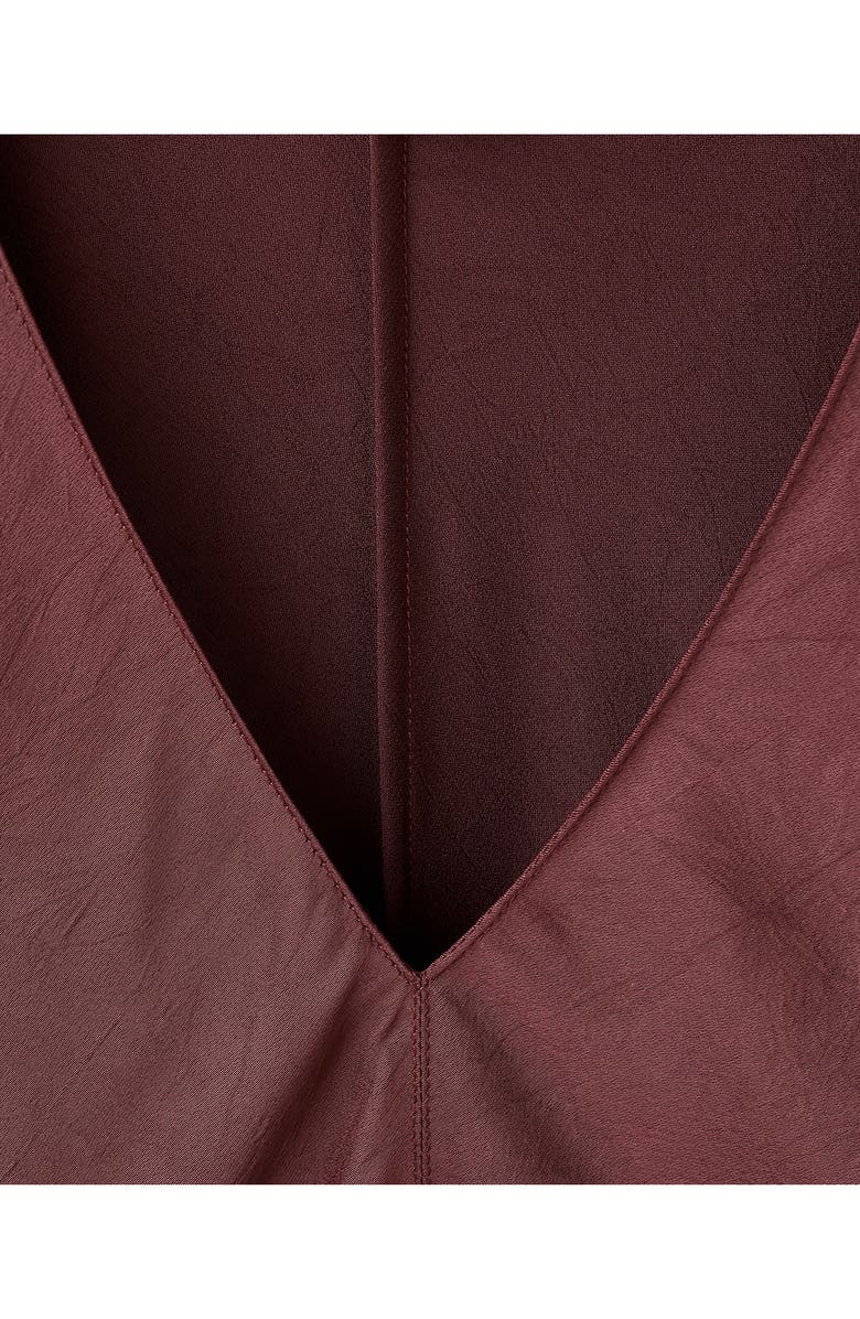 MANGO Long Sleeve Satin Midi Dress, Alternate, color, Maroon