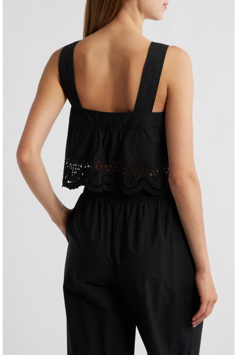 Blythe Tie Front Cotton Crop Top, Alternate, color, BLACK