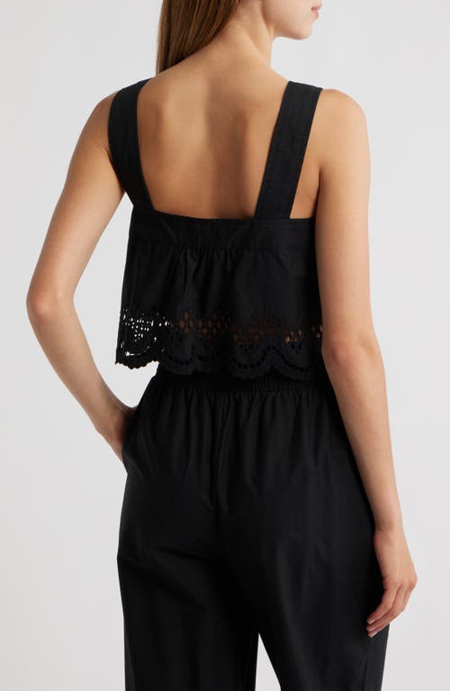 Rails Blythe Tie Front Cotton Crop Top In Black