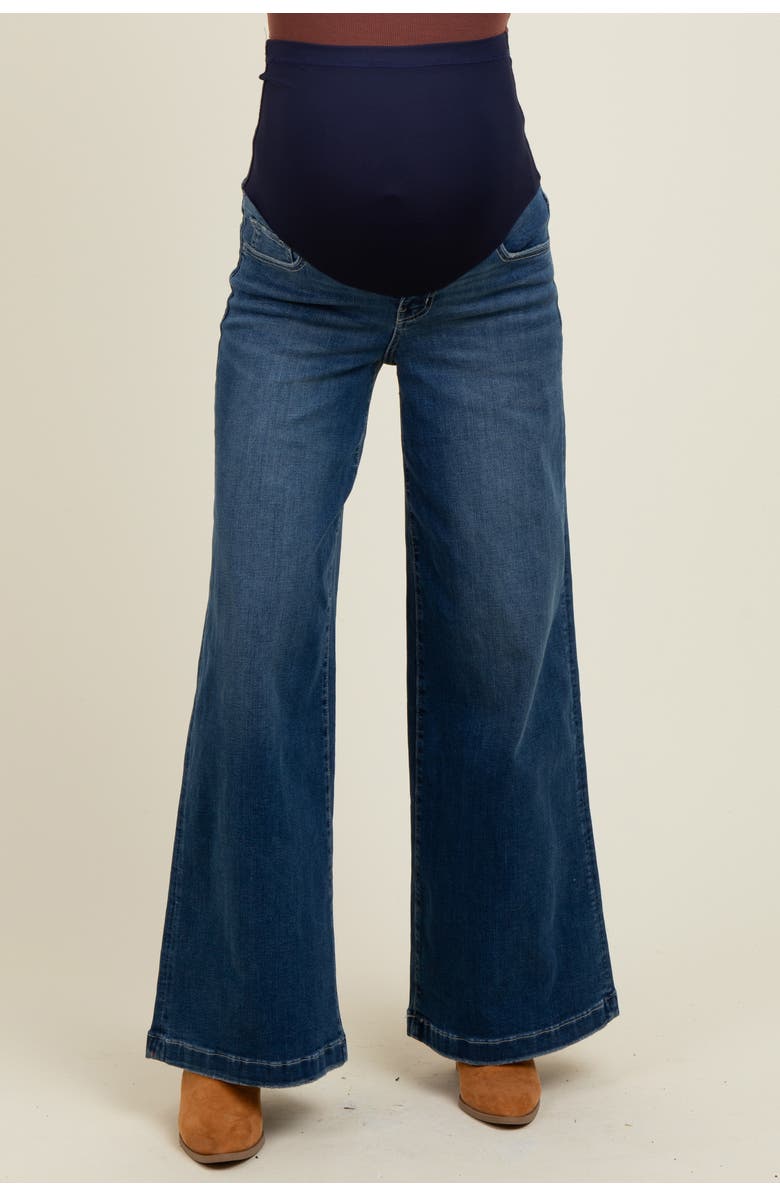 PinkBlush Super Wide Leg Maternity Jeans, Alternate, color, Navy Blue