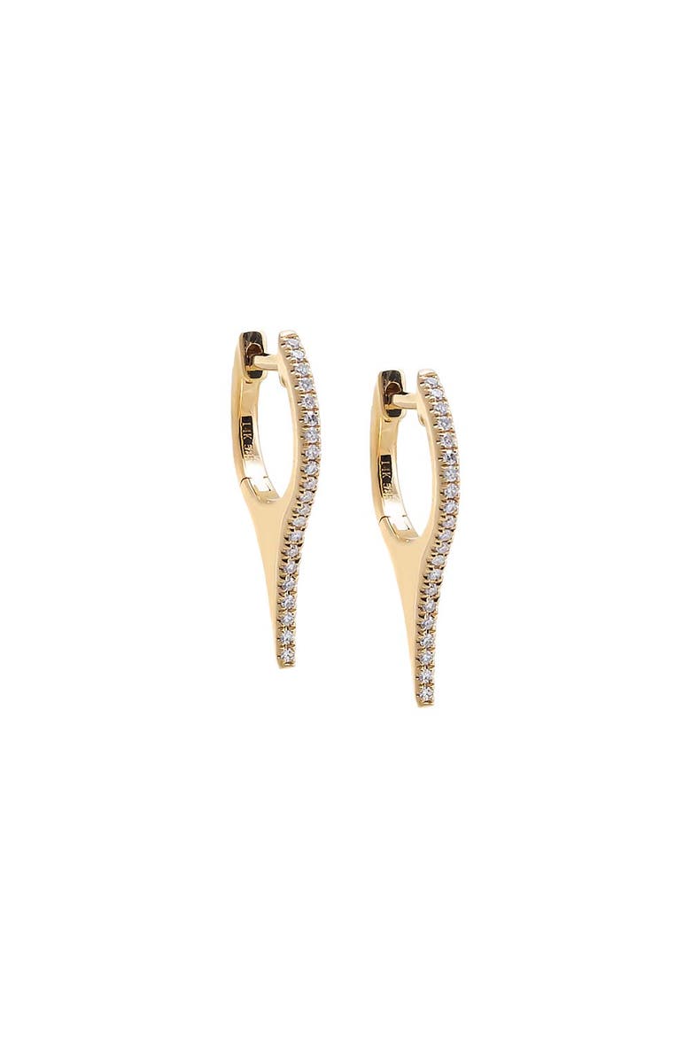 Diamond Pave Elongated Spike Huggie Earring 14K, Main, color, 14K Gold - 20 MM / Pair
