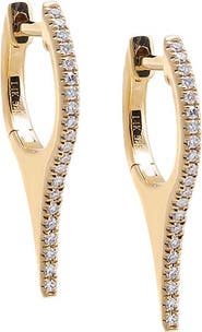 BY ADINA EDEN Diamond Pave Elongated Spike Huggie Earring 14K
