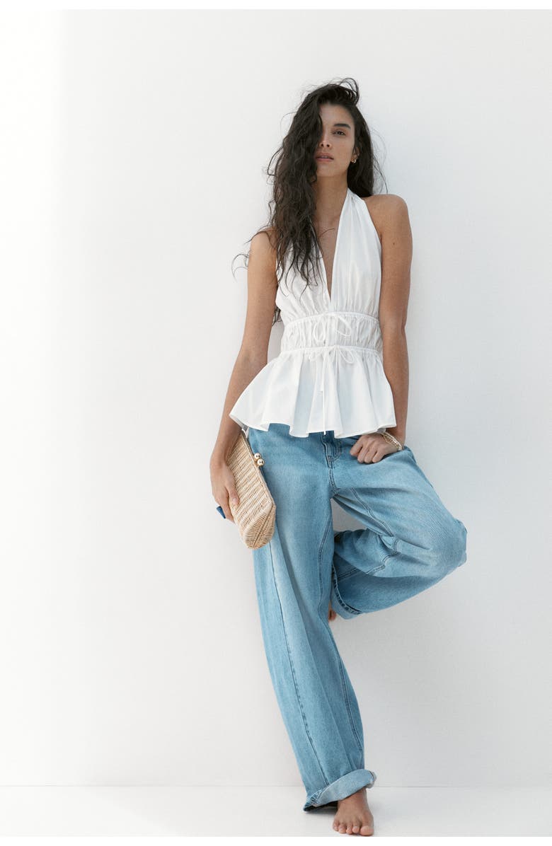 H&M Peplum Halterneck Top, Alternate, color, White