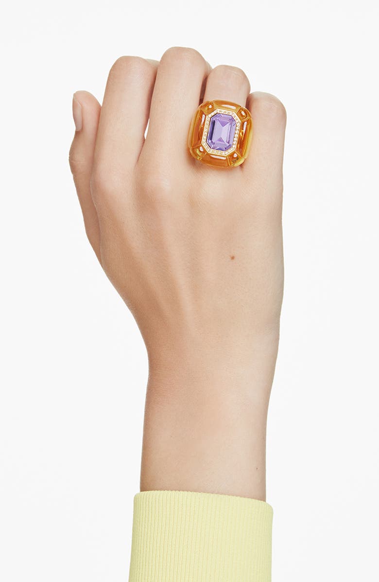 Swarovski Dulcis Crystal Cocktail Ring, Alternate, color, Yellow/ Purple