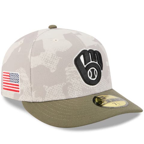 Men's New Era Light Beige/Olive Milwaukee Brewers 2025 Armed Forces Day 59FIFTY Fitted Hat