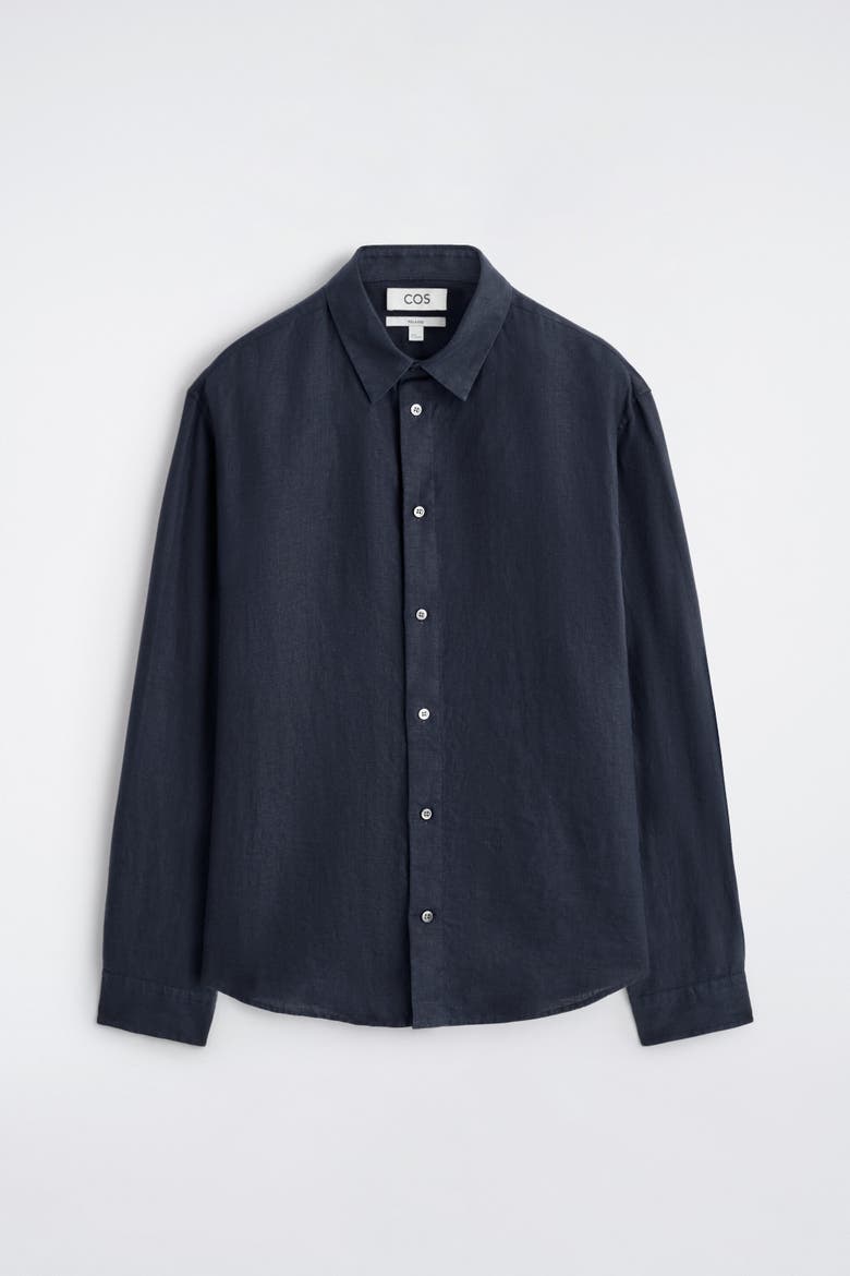 Relaxed Linen Shirt, Alternate, color, NAVY