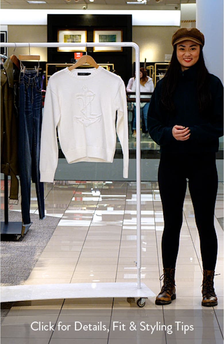 Tonal Anchor Crest Cotton Crewneck Sweater, sales video thumbnail