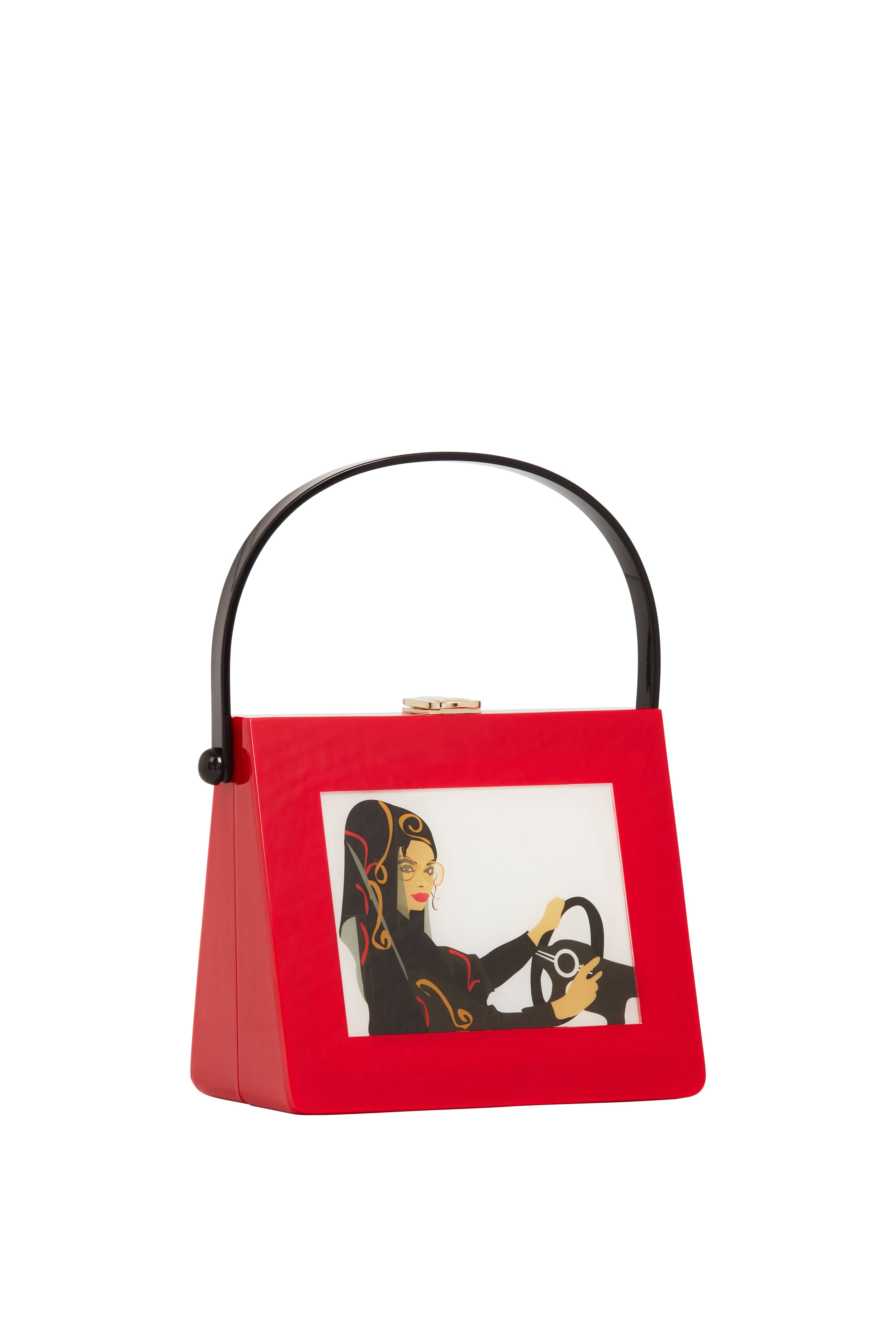 LarAllan Jamilah Acrylic Top Handle Bag, Main, color, Red