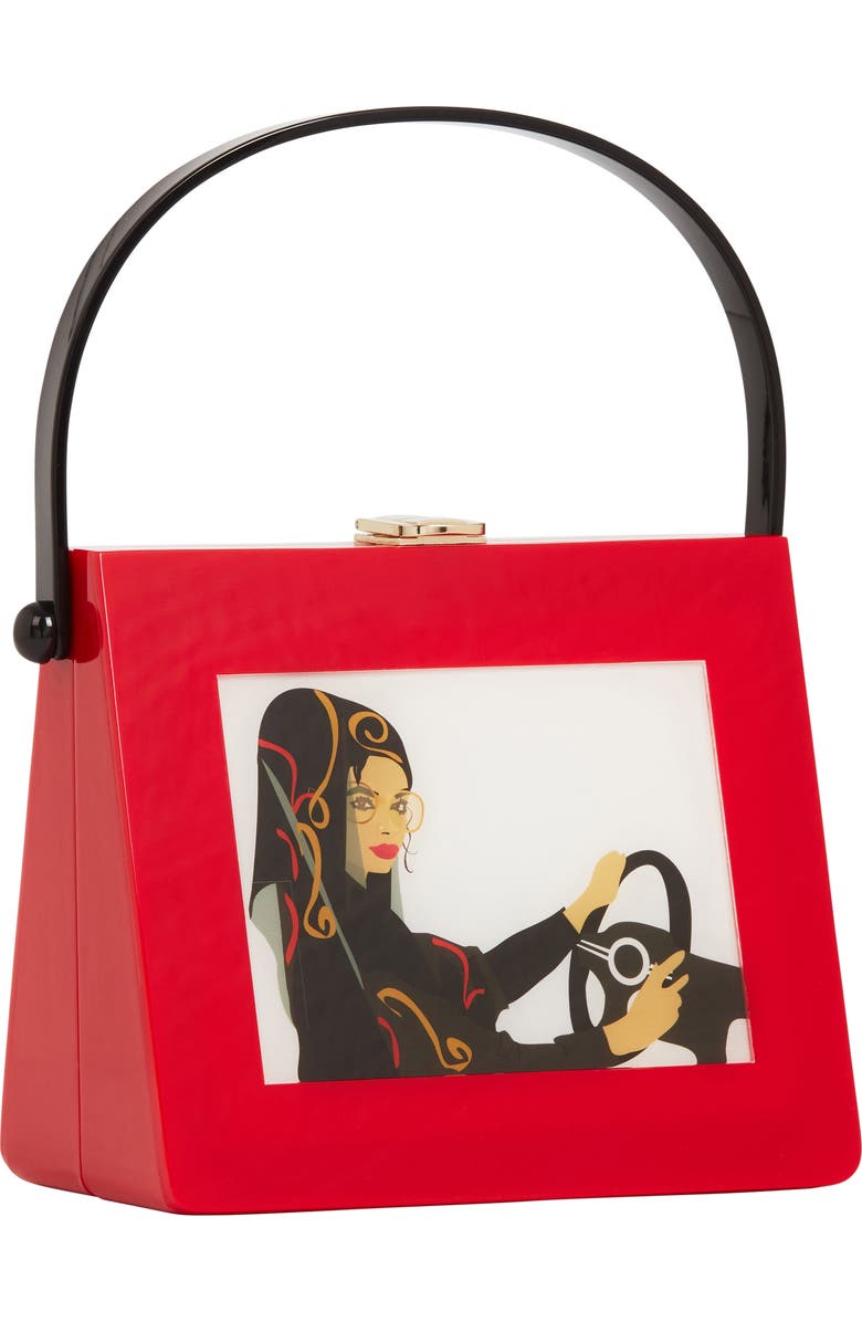 LarAllan Jamilah Acrylic Top Handle Bag, Main, color, Red