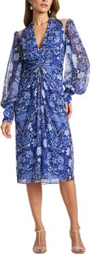 Tadashi Shoji Floral Long Sleeve Cocktail Dress
