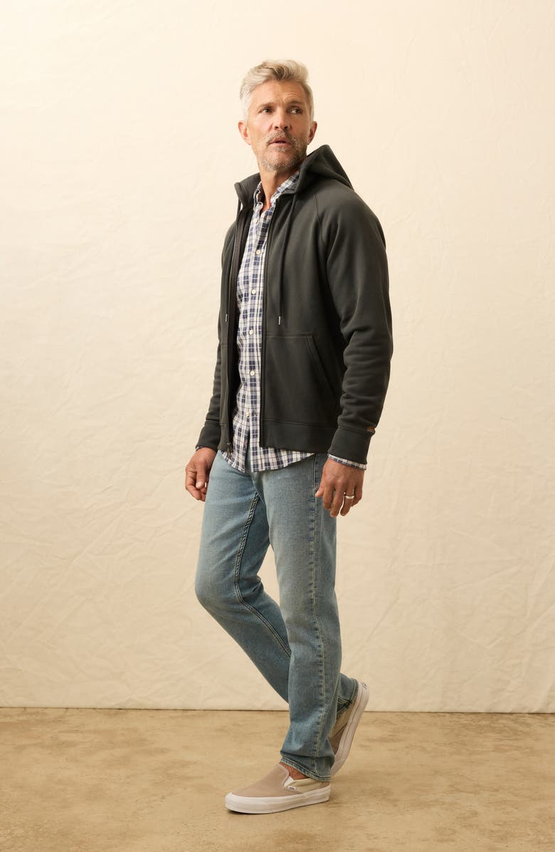 Faherty High Standard Organic Cotton Zip Hoodie, Alternate, color, Mountain Black