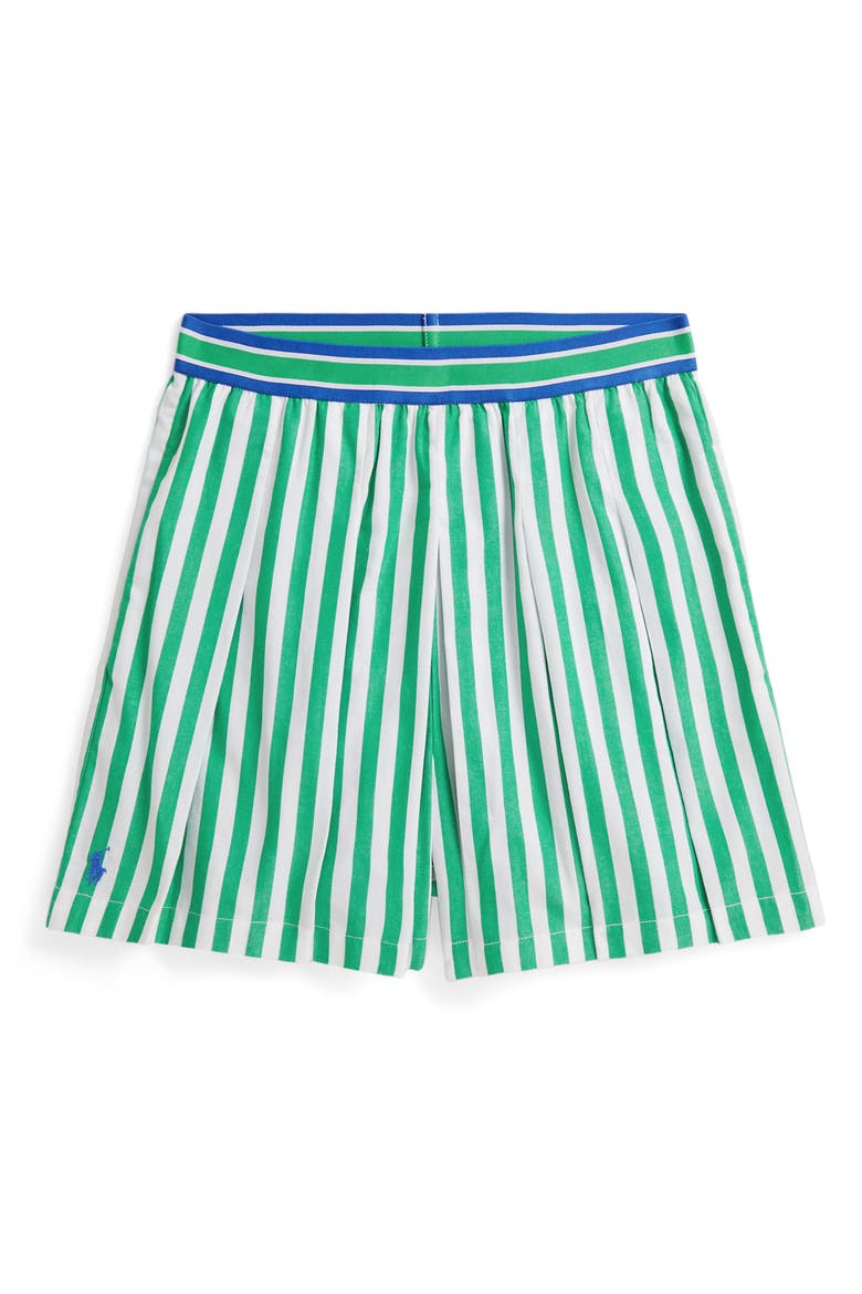 Kids' Stripe Cotton Poplin Shorts (Big Kid, Main, color, STEM/ WHITE
