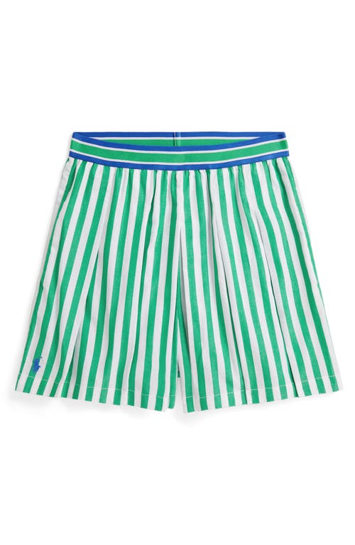 Polo Ralph Lauren Kids' Stripe Cotton Poplin Shorts (big Kid In Green