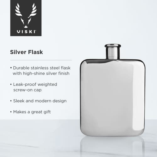 Viski Harrison Stainless Steel Flask In Silver