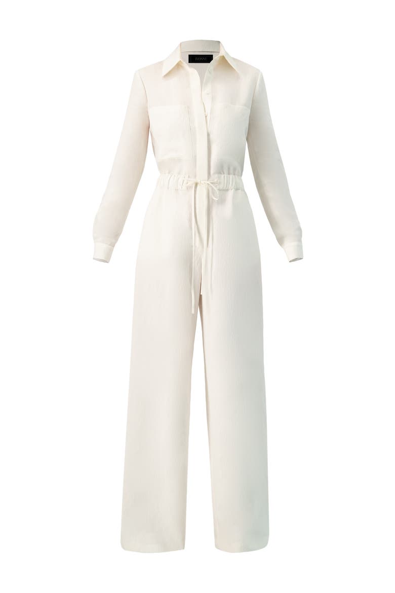 Linene Long Sleeve Collared Jumpsuit, Alternate, color, Ivory