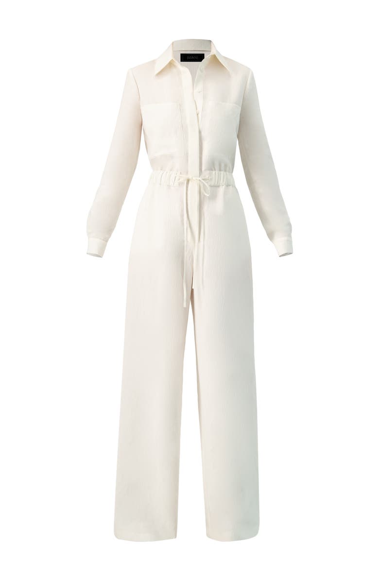 IVONNE Linene Long Sleeve Collared Jumpsuit, Alternate, color, Ivory