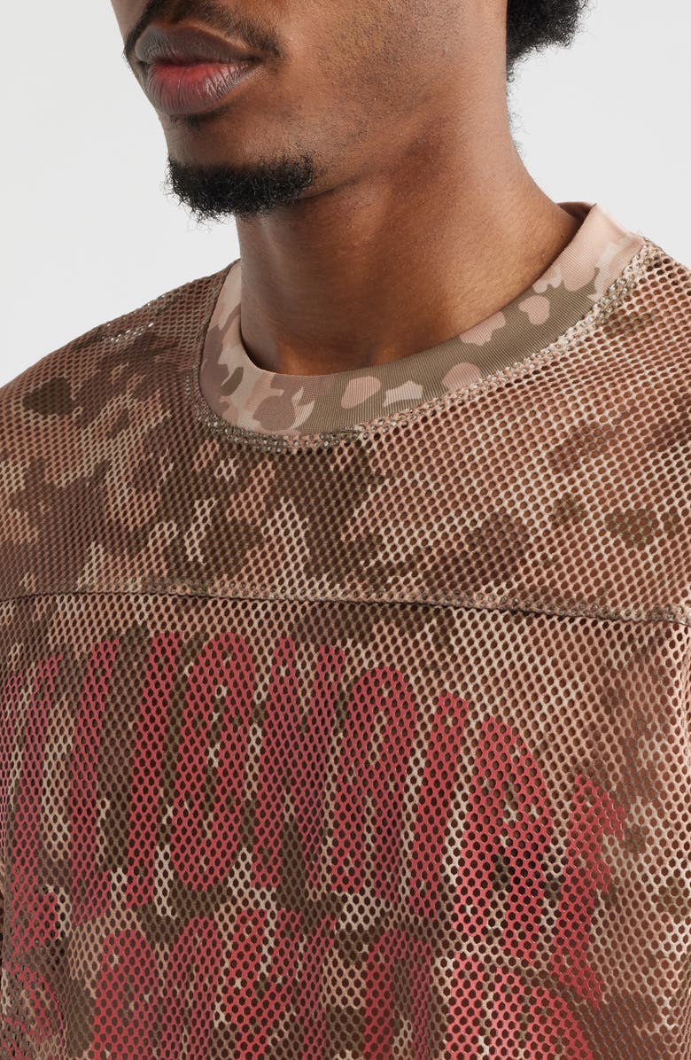 Billionaire Boys Club Varsity Logo Camo Print Mesh T-Shirt, Alternate, color, Doeskin