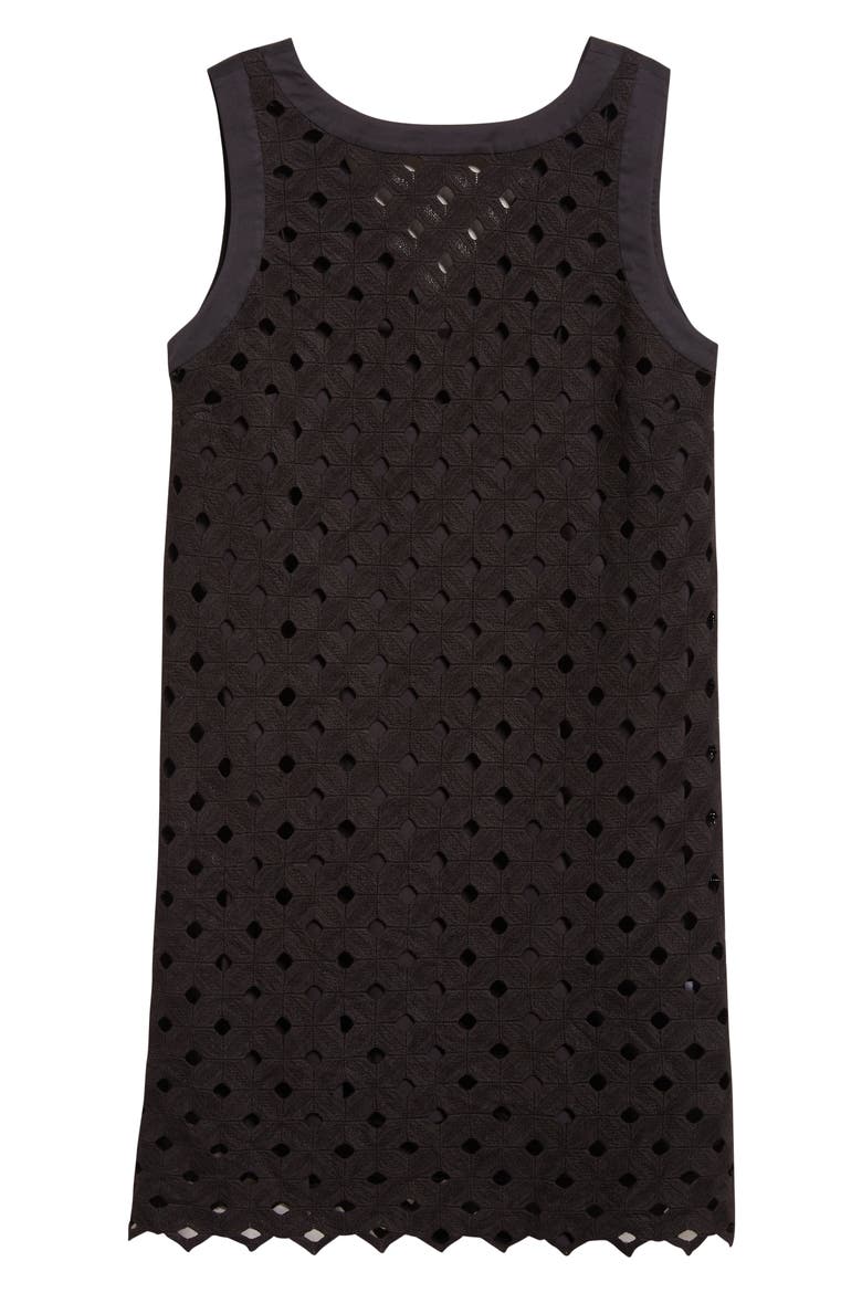 Beachwear Embroidered Jersey Eyelet Shift Dress, Alternate, color, BLACK