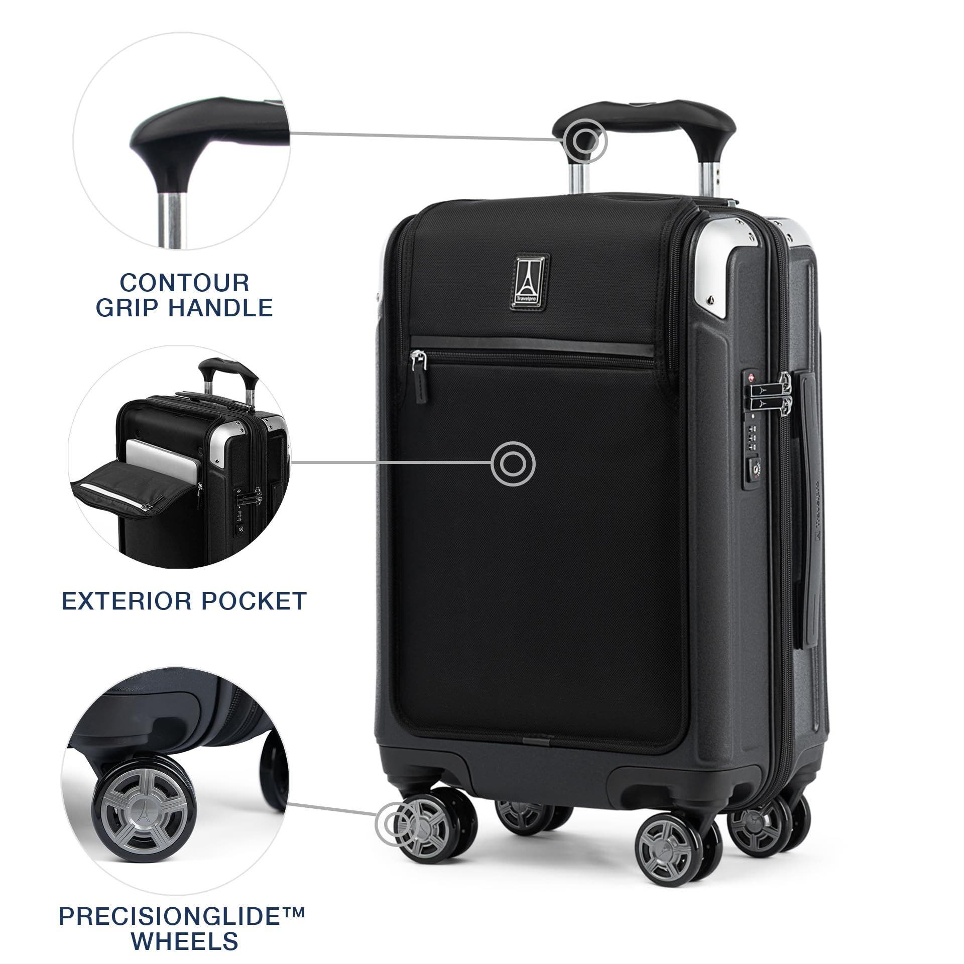 TRAVELPRO Platinum Elite Hardside Expandable Carry-on with Laptop Pocket 21-Inch Spinner, Alternate, color, Shadow Black