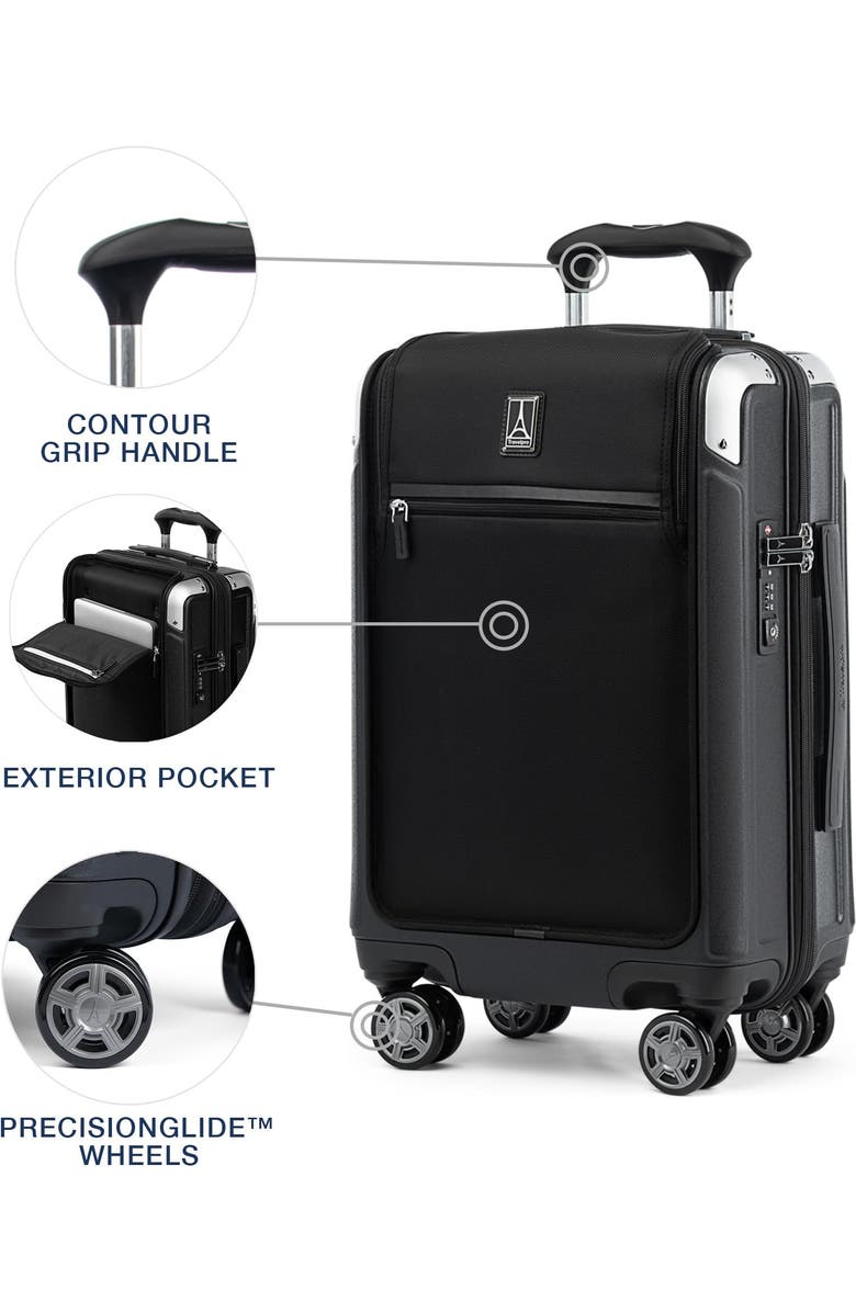 TRAVELPRO Platinum Elite Hardside Expandable Carry-on with Laptop Pocket 21-Inch Spinner, Alternate, color, Shadow Black