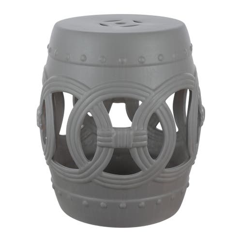 Jonathan Y Lucky Coins 16" Chinese Ceramic Drum Garden Stool In Matte Gray