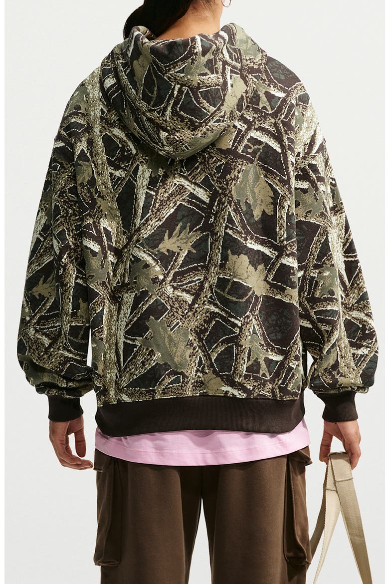 Logo Graphic Camo Fleece Hoodie, Alternate, color, CAMO GREEN/ PINK RISE
