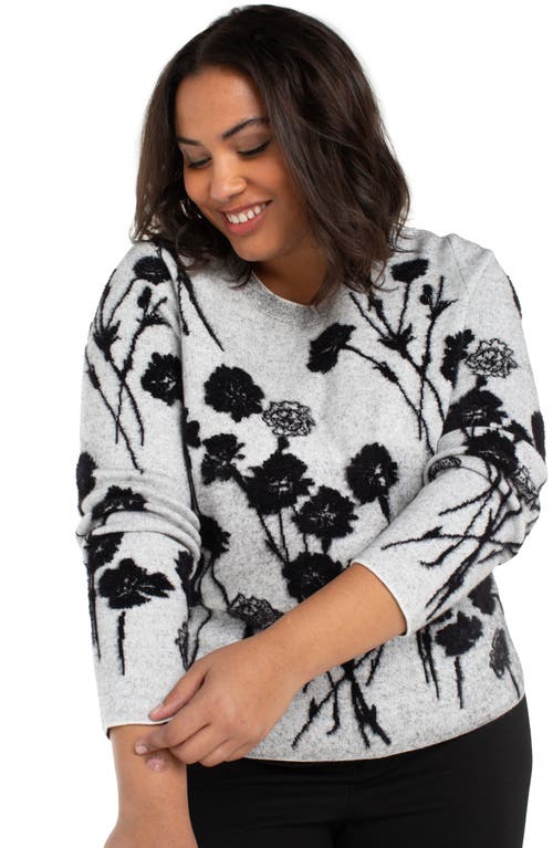 Liverpool Los Angeles Floral Jacquard Crewneck Sweater In Gray