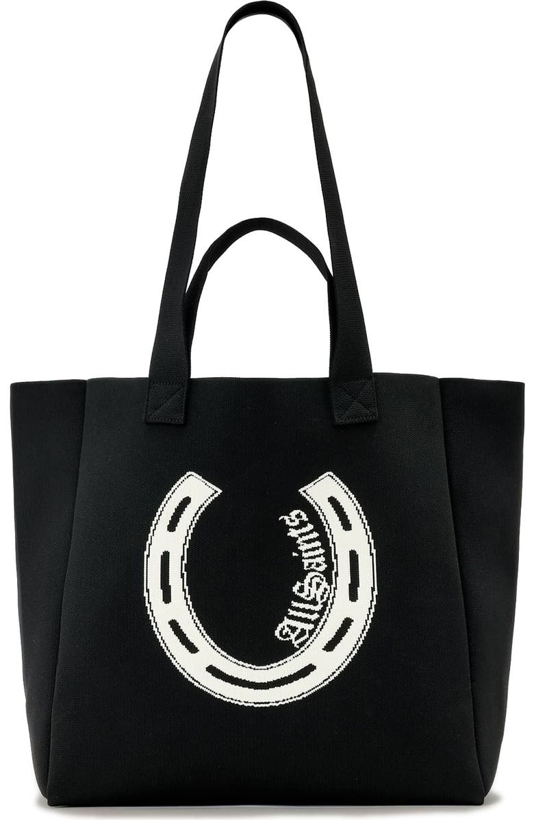 AllSaints Izzy Horseshoe Canvas Tote, Main, color, Black