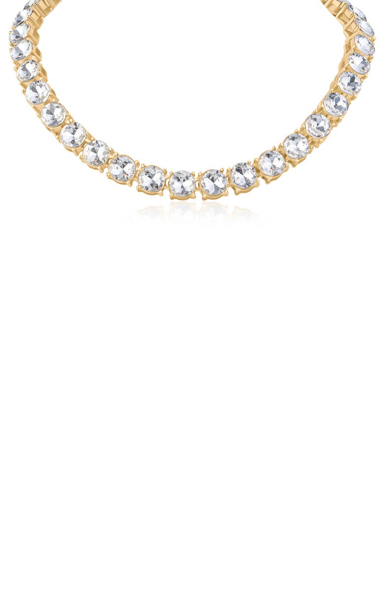 JARDIN Extra Large Glam Tennis Necklace, Main, color, Clear/ Gold