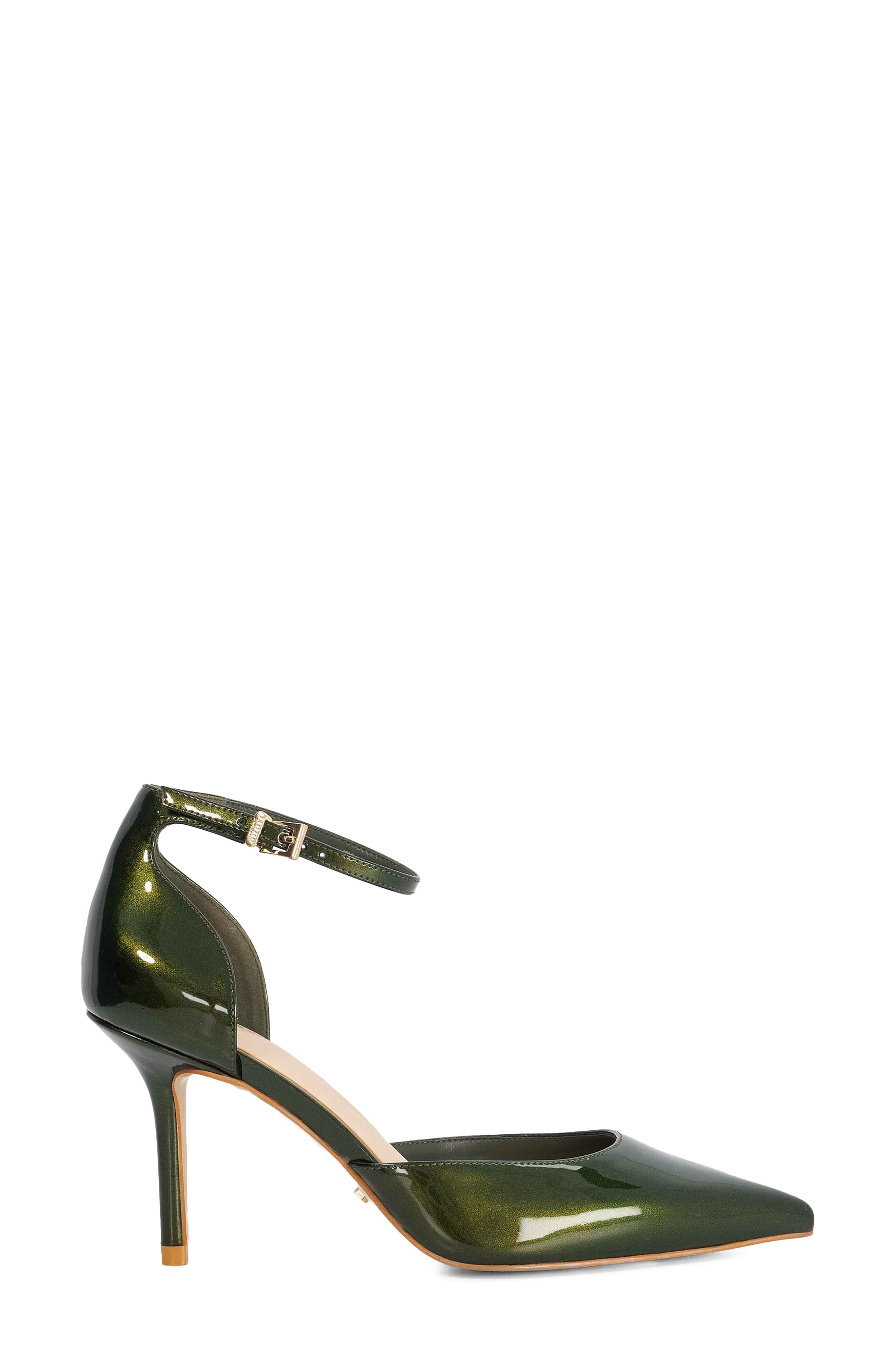 Dune London Calmness Pointed Toe Ankle Strap Pump, Alternate, color, Green