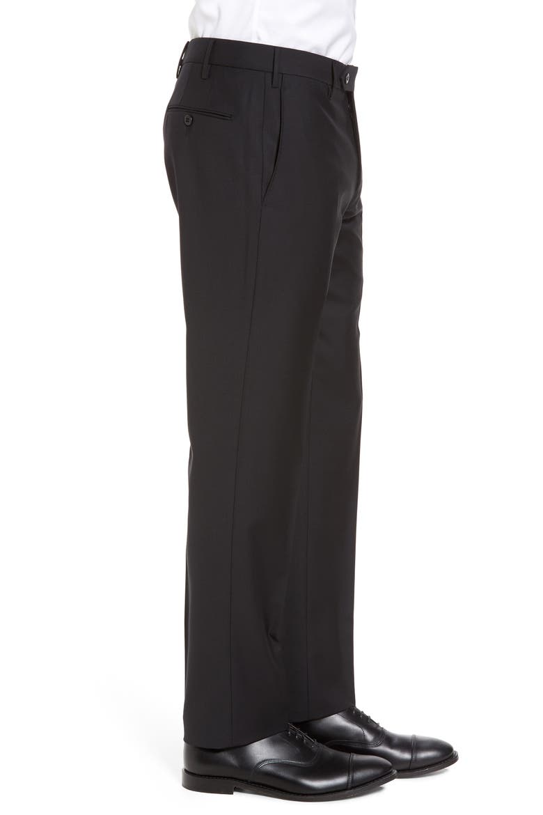 Parker Flat Front Sharkskin Wool Trousers, Alternate, color, BLACK