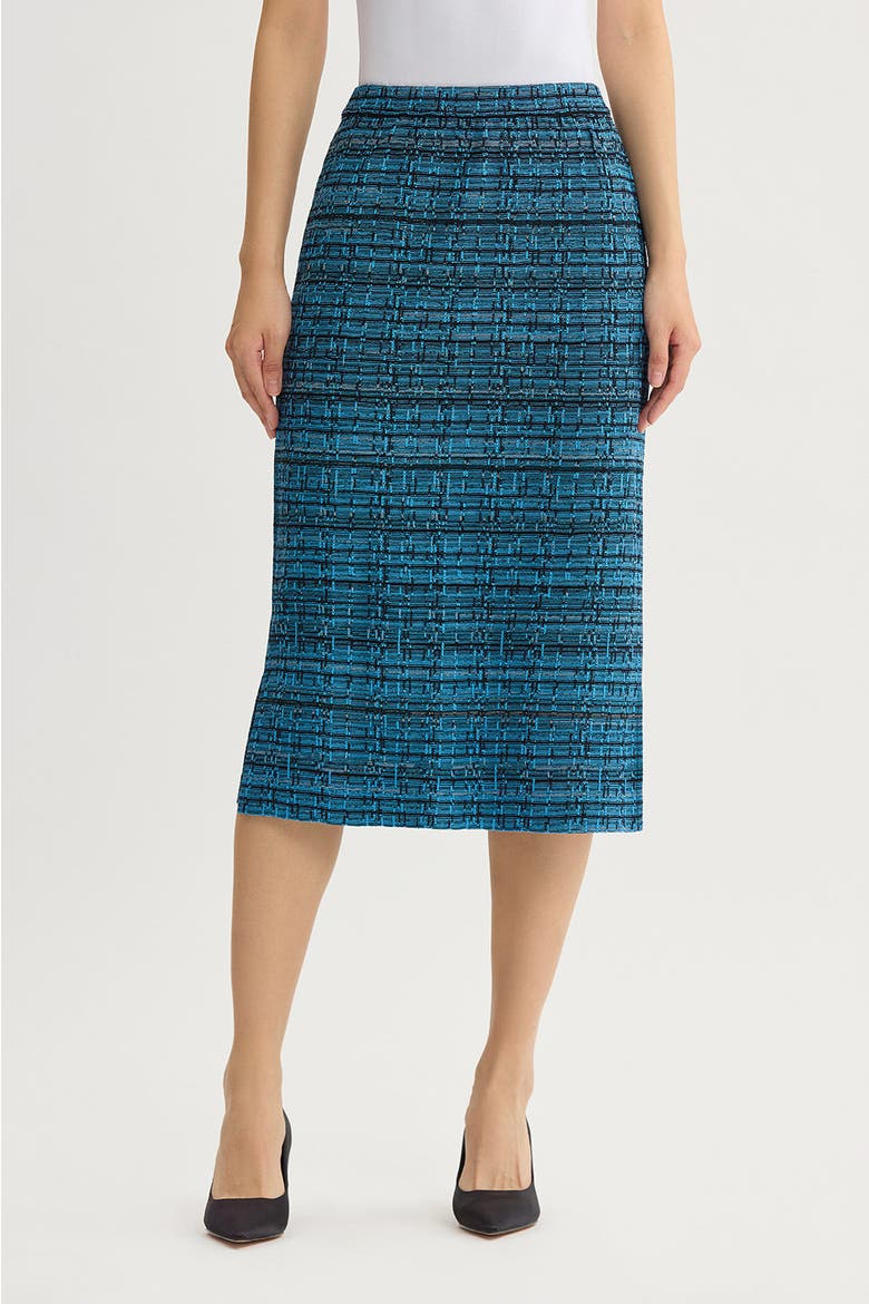 Side Slit Tweed Knit Pencil Skirt, Main, color, Deep Teal