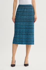 Ming Wang Side Slit Tweed Knit Pencil Skirt