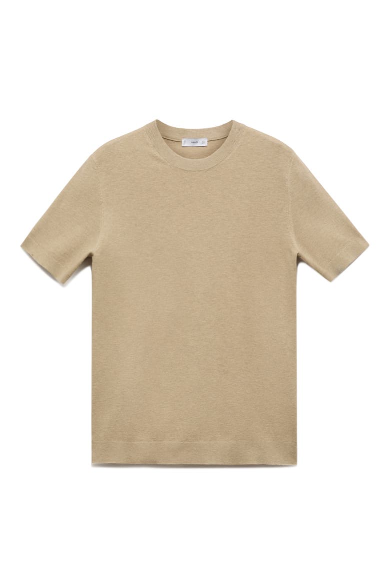 Fine Knit Short Sleeve Sweater, Alternate, color, BEIGE