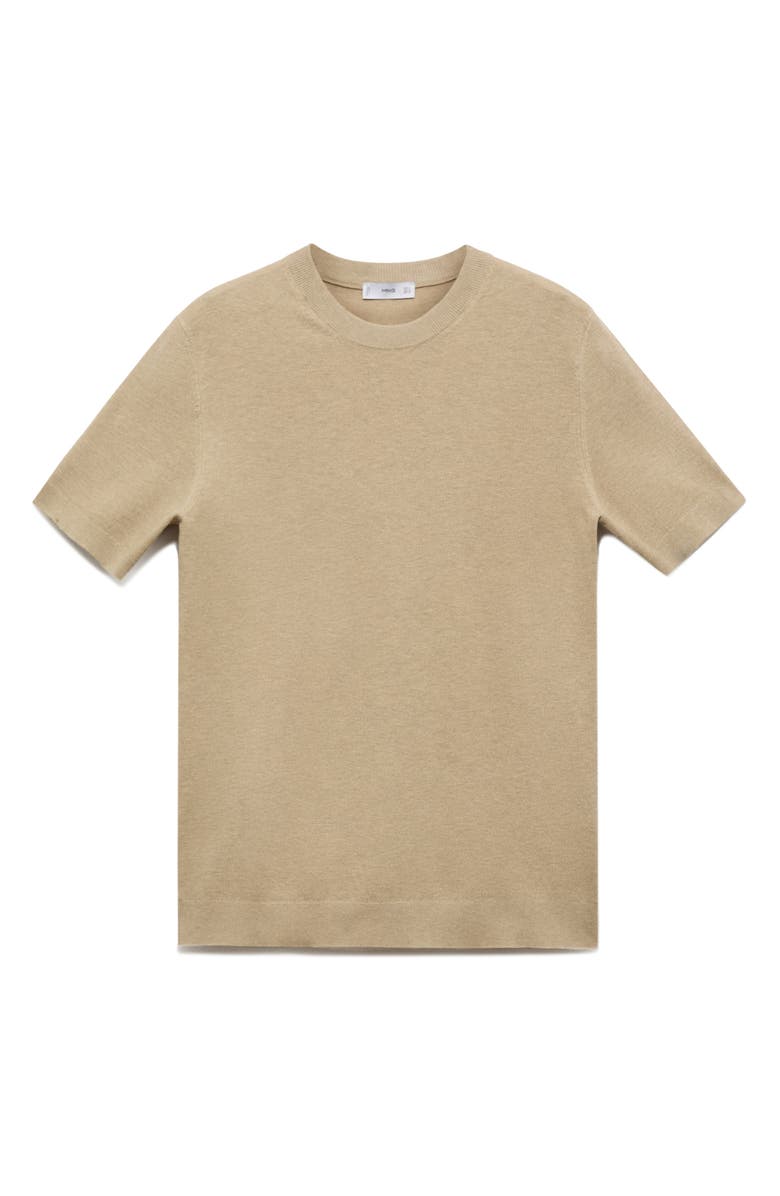 MANGO Fine Knit Short Sleeve Sweater, Alternate, color, Beige