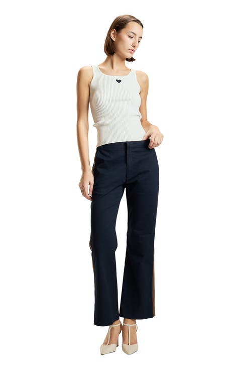 Cotton Cropped Flared Pants