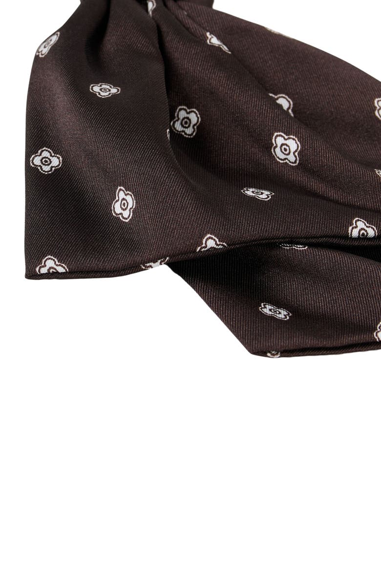 SANDRO Printed satin bow barrette, Alternate, color, Brown / White