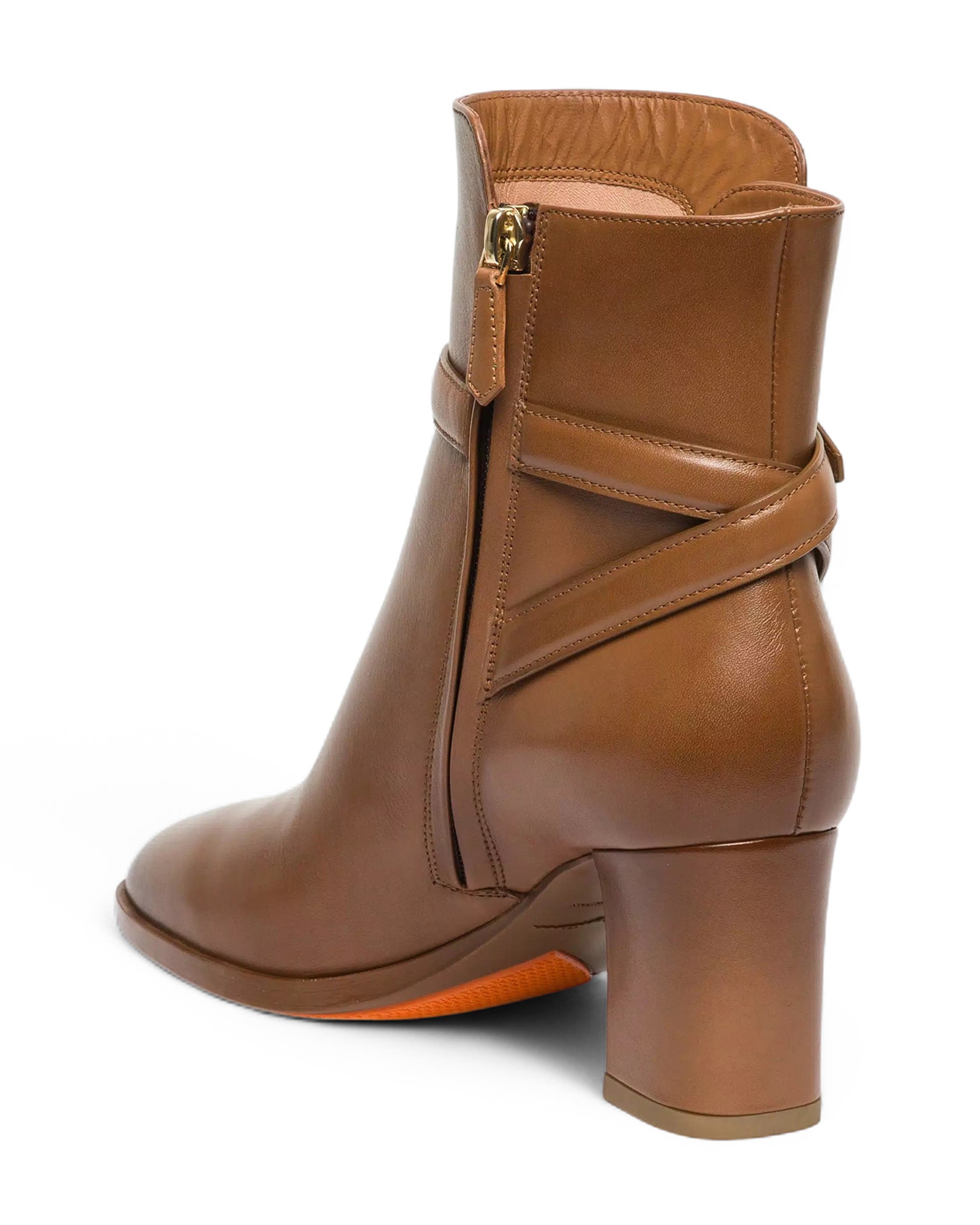Santoni Women's Leather Mid-Heel Ankle Boot, Alternate, color, Brown